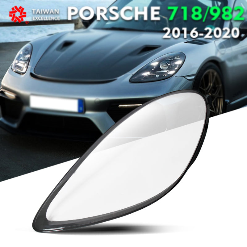Headlamp Lens Cover For Porsche 718/982 2016-2020 Headlight glass Shell Lamp Shade Transparent Lens Cover
