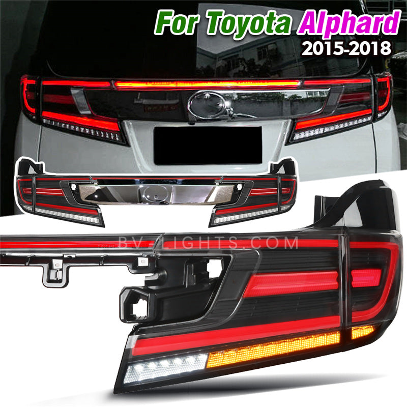 For Toyota Alphard/30 Toyota Vellfire 2015-2018 Modified tail light Fit Rear cross Trunk tail lamp Led dynamic rear through tail light