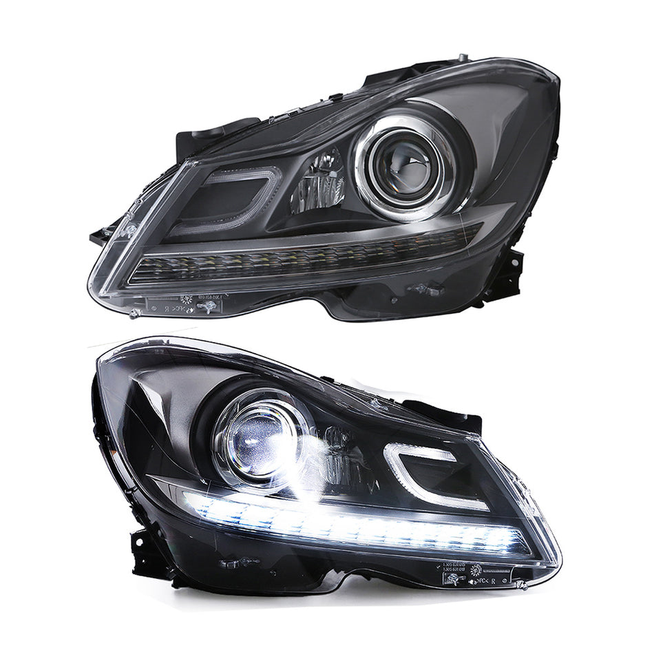 Mercedes Benz C-Class/W204  2011-2014 C200 C260 Modified headlight DRL Signal Front Head Lamp Suitable for the original car halogen