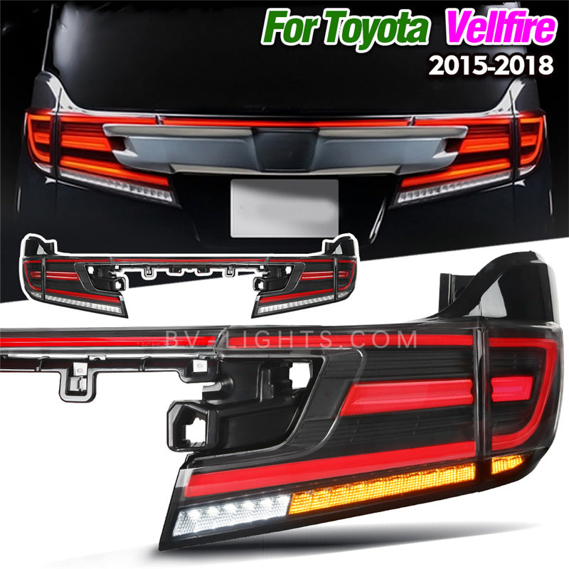 For Toyota Alphard/30 Toyota Vellfire 2015-2018 Modified tail light Fit Rear cross Trunk tail lamp Led dynamic rear through tail light