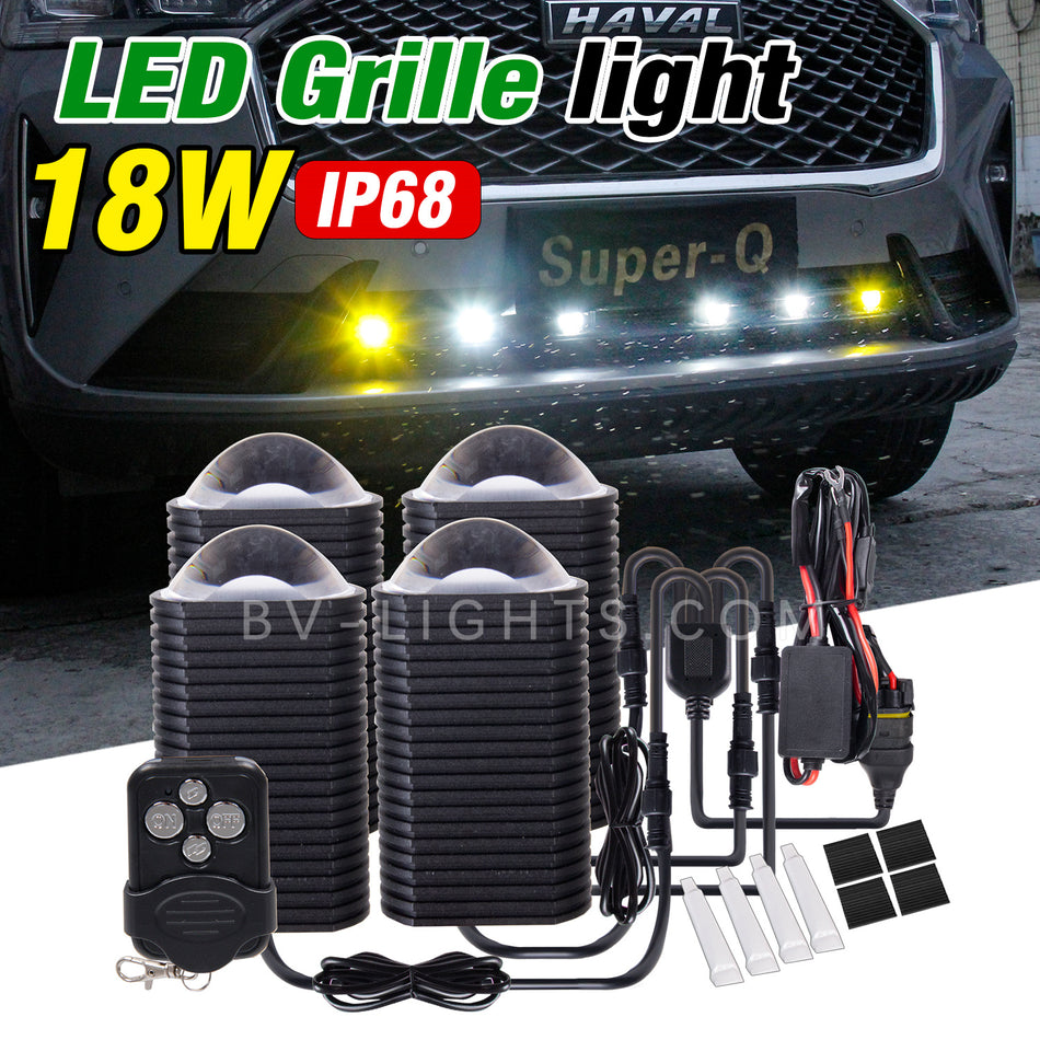 LED Front Grille Light Lens Amber Car Light fog Lights  Daytime running light  For Off-road SUV Ford Toyota Trunk