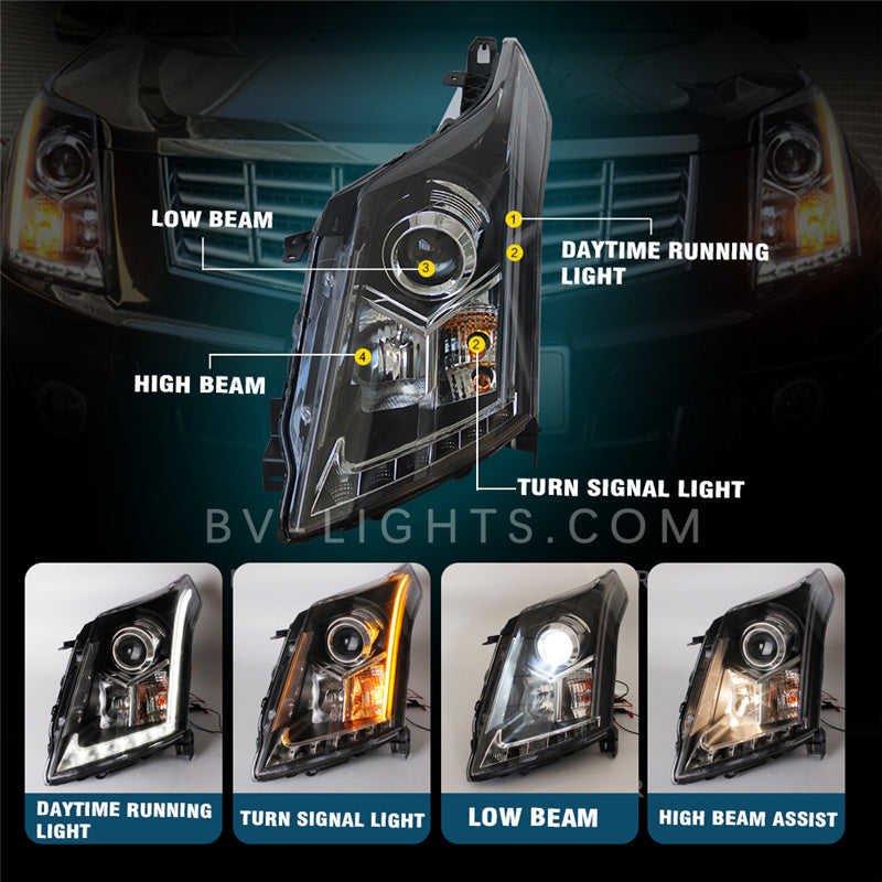 Cadillac SRX 2nd Gen 2010-2014 Modified headlight Upgrade to the Latest Style turn signal light Daytime running lamp