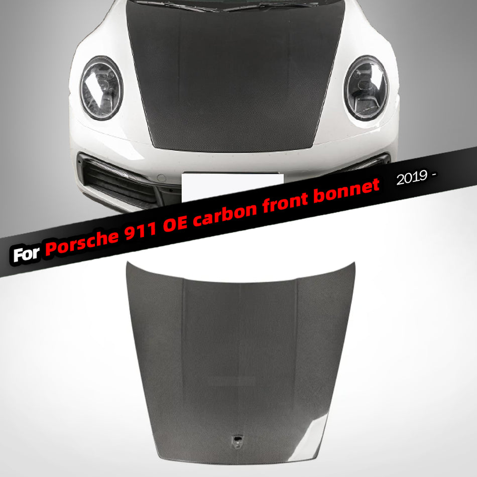 Porsche 911 2019- Upgraded  Real carbon fiber front bonnet hood cover OE  replacement parts