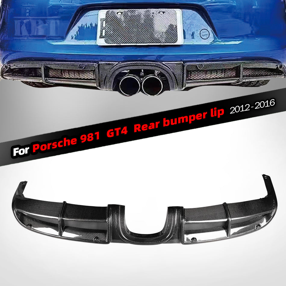 Porsche 981 2012-2016 upgraded GT4 model real  carbon fiber rear bumper and rear lip  replacement