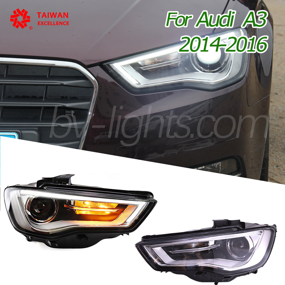 Modified headlight assembly for Audi A3 2014-2016 Upgrade to the Latest Style LED lamp Daytime running light