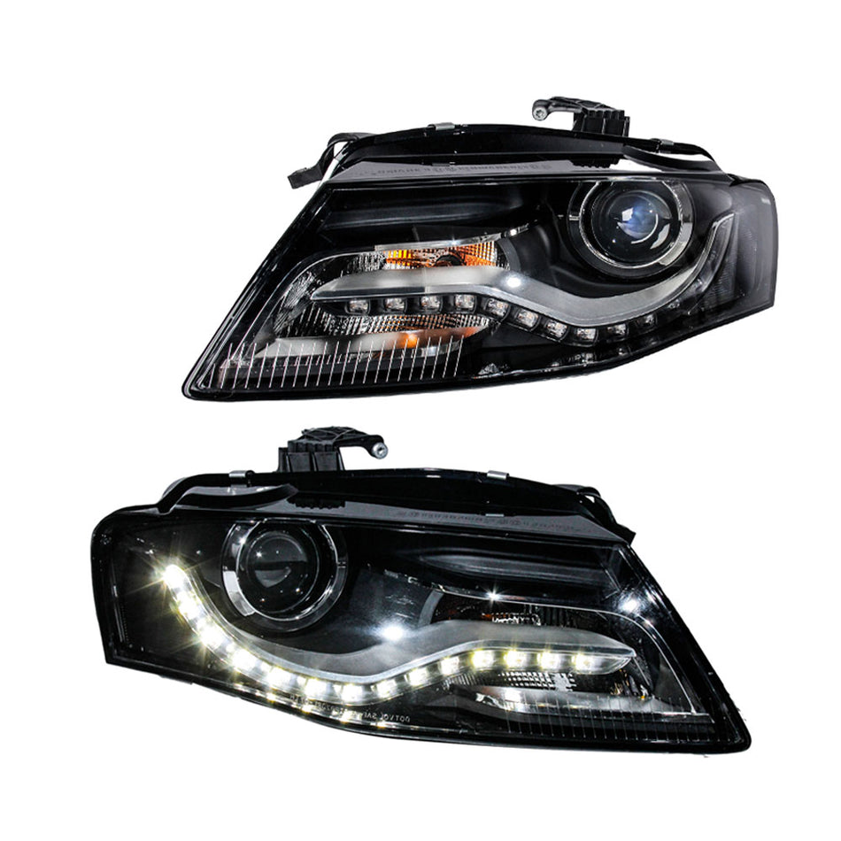 Modified headlight  for Audi A4 B8 2009-2012 Upgrade to LED headlight  the Latest Style Daytime running light