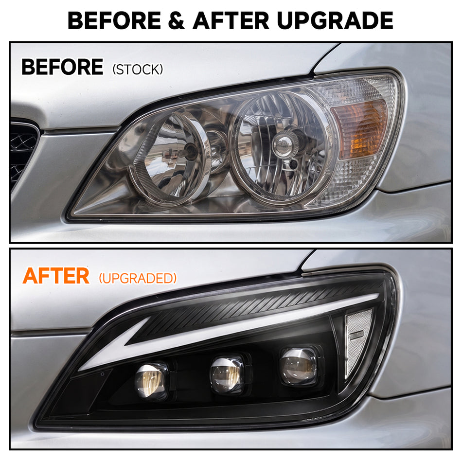 For Lexus IS200 IS300 (2001-2005) Halogen Upgrade to Full LED Projector Headlights with DRL | Plug & Play