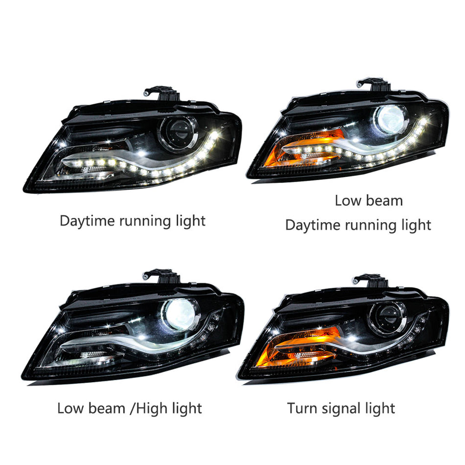 Modified headlight  for Audi A4 B8 2009-2012 Upgrade to LED headlight  the Latest Style Daytime running light