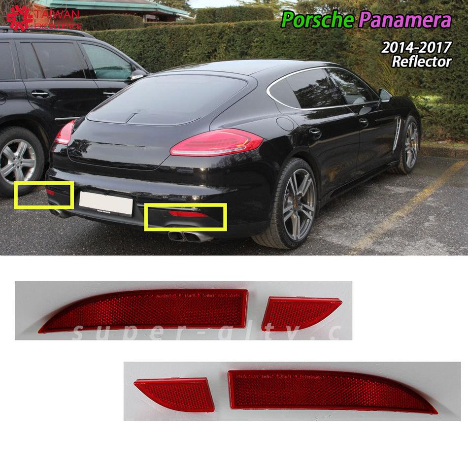 Fit For Porsche Panamera 2014-2017 Car Red Rear Bumper Rear Lamp Reflector